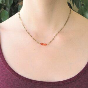 New Carnelian Choker Necklace, Stacked Gemstones, Artisan Made